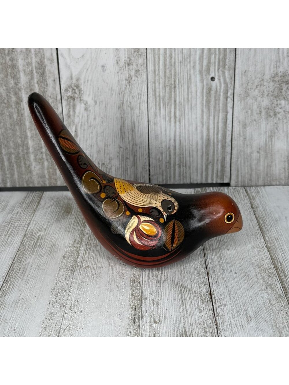 Vintage Tonala Handpainted Mexican Folk Art Pottery Dove Figurine